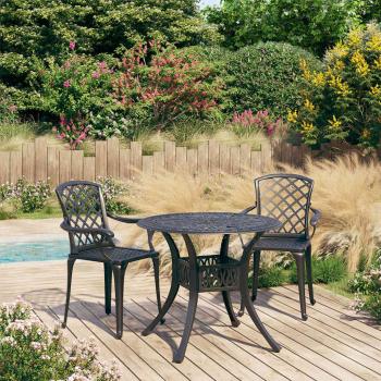 ARDEBO.de - 3-tlg. Bistro-Set Aluminiumguss Schwarz