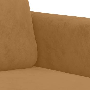 2-tlg. Sofagarnitur mit Kissen Braun Samt