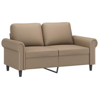 3-tlg. Sofagarnitur mit Kissen Cappuccino-Braun Kunstleder