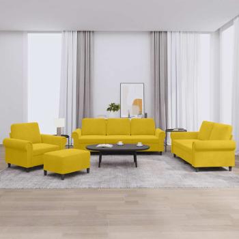 ARDEBO.de - 4-tlg. Sofagarnitur mit Kissen Gelb Samt