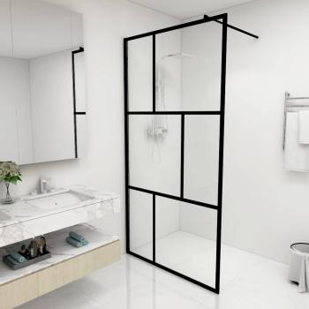 ARDEBO.de - Duschwand für Begehbare Duschen mit Hartglas Schwarz 100x195 cm
