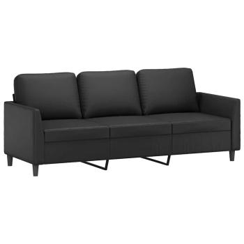 3-Sitzer-Sofa Schwarz 180 cm Kunstleder
