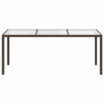 Gartentisch Braun 190x90x75 cm Gehärtetes Glas und Poly Rattan