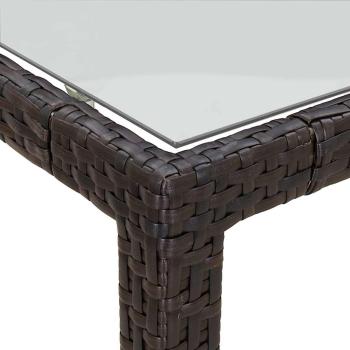 Gartentisch Braun 190x90x75 cm Gehärtetes Glas und Poly Rattan