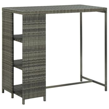 ARDEBO.de - Bartisch mit Regal Grau 120x60x110 cm Poly Rattan