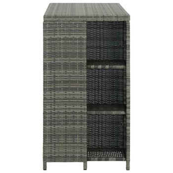 Bartisch mit Regal Grau 120x60x110 cm Poly Rattan