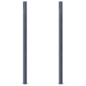 Zaunpfosten 2 Stk. Dunkelgrau 185 cm Aluminium