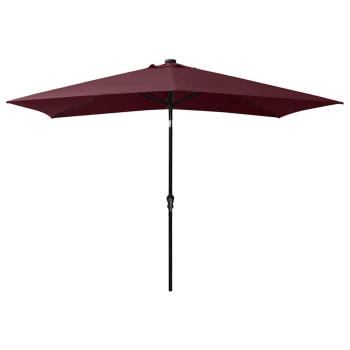 Sonnenschirm mit LEDs und Stahl-Mast Bordeauxrot 2x3 m