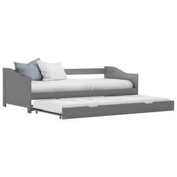 ARDEBO.de - Ausziehsofa Bettgestell Grau Kiefernholz 90×200 cm