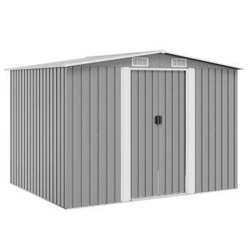 ARDEBO.de - Gartenschuppen Grau Metall 257 x 205 x 178 cm