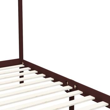 Himmelbett-Gestell Dunkelbraun Massivholz Kiefer 100 x 200 cm
