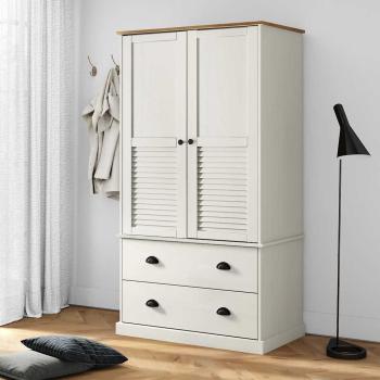 ARDEBO.de - Kleiderschrank VIGO Weiß 90x55x170 cm Massivholz Kiefer