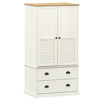 Kleiderschrank VIGO Weiß 90x55x170 cm Massivholz Kiefer