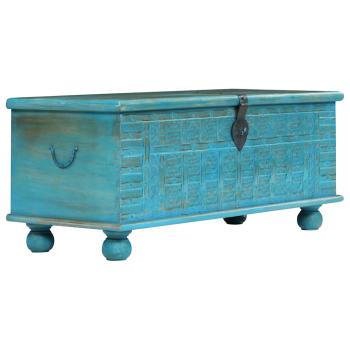 ARDEBO.de - Aufbewahrungstruhe Massivholz Mango Blau 100x40x41 cm