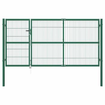 ARDEBO.de - Gartentor mit Pfosten 350x140 cm Stahl Grün