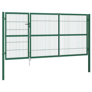 Gartentor mit Pfosten 350x140 cm Stahl Grün