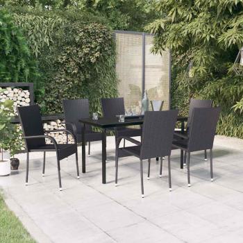 ARDEBO.de - 7-tlg. Garten-Essgruppe Schwarz