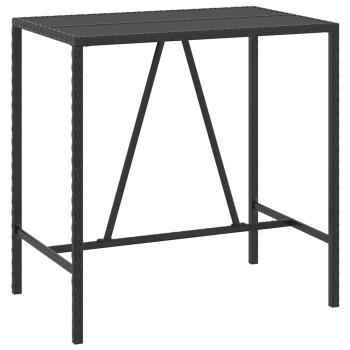 7-tlg. Gartenbar-Set Schwarz Poly Rattan & Massivholz Akazie