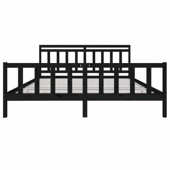 Massivholzbett Schwarz 200x200 cm