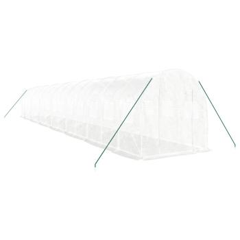 Gewächshaus mit Stahlrahmen Weiß 28 m² 14x2x2 m
