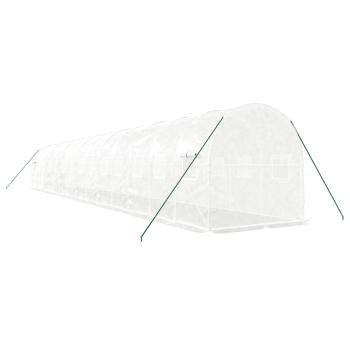 Gewächshaus mit Stahlrahmen Weiß 28 m² 14x2x2 m