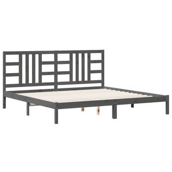 Massivholzbett Grau 200x200 cm