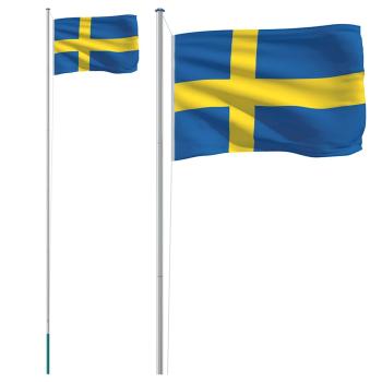 Flagge Schwedens mit Mast 6,08 m Aluminium