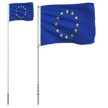 Europaflagge mit Mast 5,5 m Aluminium