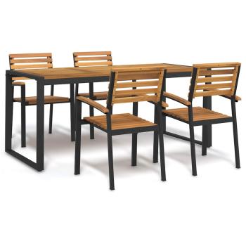 ARDEBO.de - 5-tlg. Garten-Essgruppe Massivholz Akazie und Metall