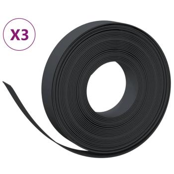 Rasenkanten 3 Stk. Schwarz 10 m 10 cm Polyethylen