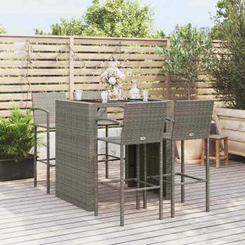 ARDEBO.de - 5-tlg. Gartenbar-Set Grau Poly Rattan