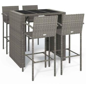 5-tlg. Gartenbar-Set Grau Poly Rattan