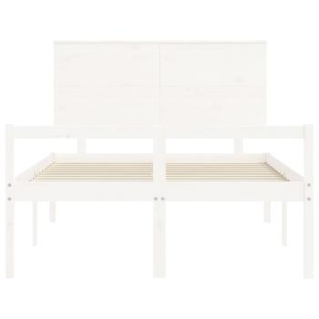 Seniorenbett mit Kopfteil 120x200 cm Weiß Massivholz