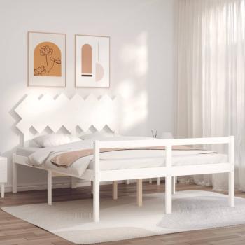 ARDEBO.de - Seniorenbett mit Kopfteil 140x200 cm Weiß Massivholz