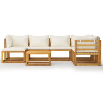 8-tlg. Garten-Lounge-Set mit Auflagen Creme Massivholz Akazie