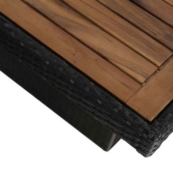 9-tlg. Garten-Essgruppe mit Auflagen Poly Rattan Schwarz