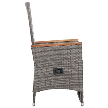 3-tlg. Garten-Lounge-Set mit Kissen Poly Rattan Grau