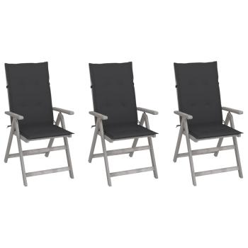 ARDEBO.de - Verstellbare Gartenstühle 3 Stk. mit Auflagen Massivholz Akazie