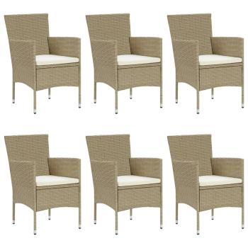 7-tlg. Garten-Essgruppe Poly Rattan Beige