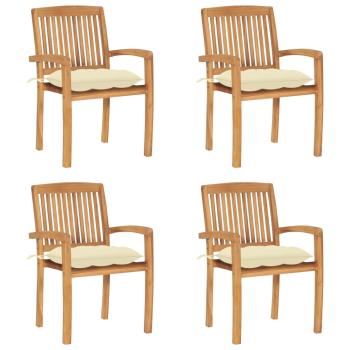 ARDEBO.de - Stapelbare Gartenstühle mit Kissen 4 Stk. Massivholz Teak