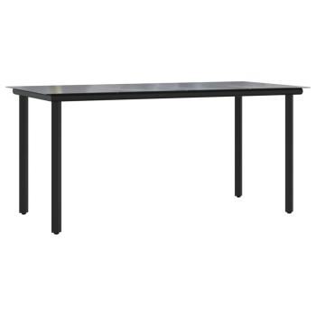 9-tlg. Garten-Essgruppe mit Kissen Schwarz und Grau Poly Rattan