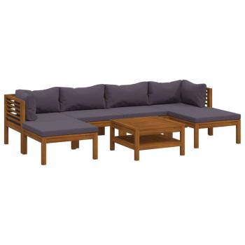7-tlg. Garten-Lounge-Set mit Auflage Massivholz Akazie