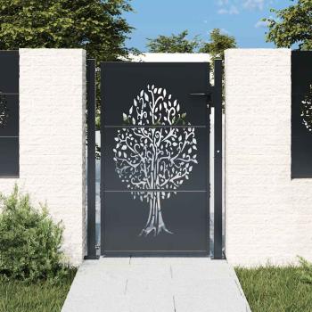 ARDEBO.de - Gartentor Anthrazit 100x125 cm Stahl Baum-Design