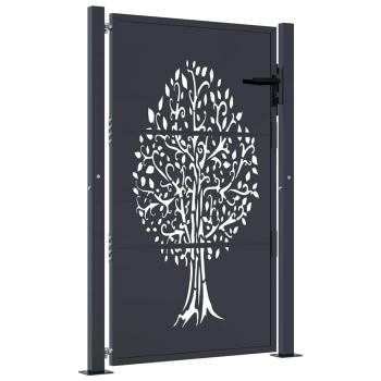 Gartentor Anthrazit 100x125 cm Stahl Baum-Design
