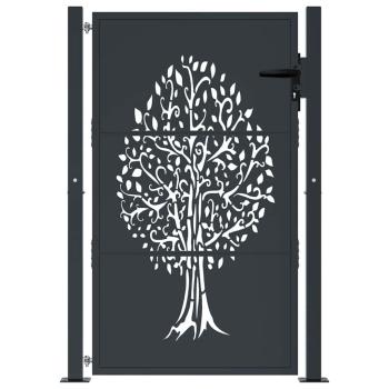 Gartentor Anthrazit 100x125 cm Stahl Baum-Design