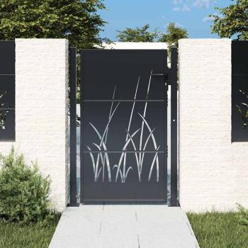 ARDEBO.de - Gartentor Anthrazit 100x125 cm Stahl Gras-Design