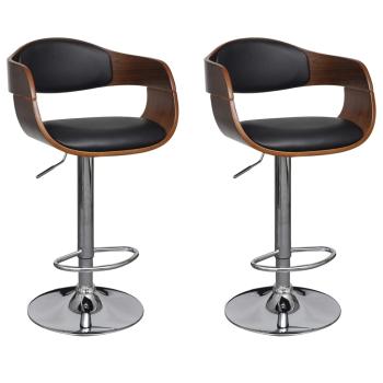 ARDEBO.de - Barhocker 2 Stk. Schwarz Bugholz und Kunstleder