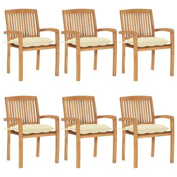 ARDEBO.de - Stapelbare Gartenst?hle mit Kissen 6 Stk. Massivholz Teak