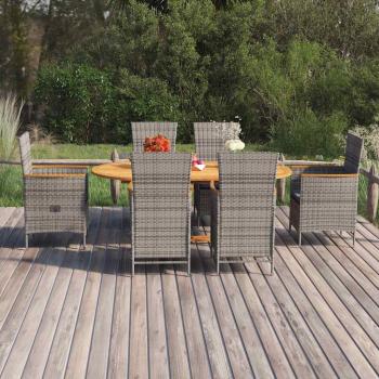 ARDEBO.de - 7-tlg. Garten-Essgruppe Poly Rattan Grau
