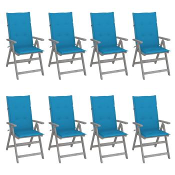 ARDEBO.de - Verstellbare Gartenstühle mit Auflagen 8 Stk. Grau Akazienholz